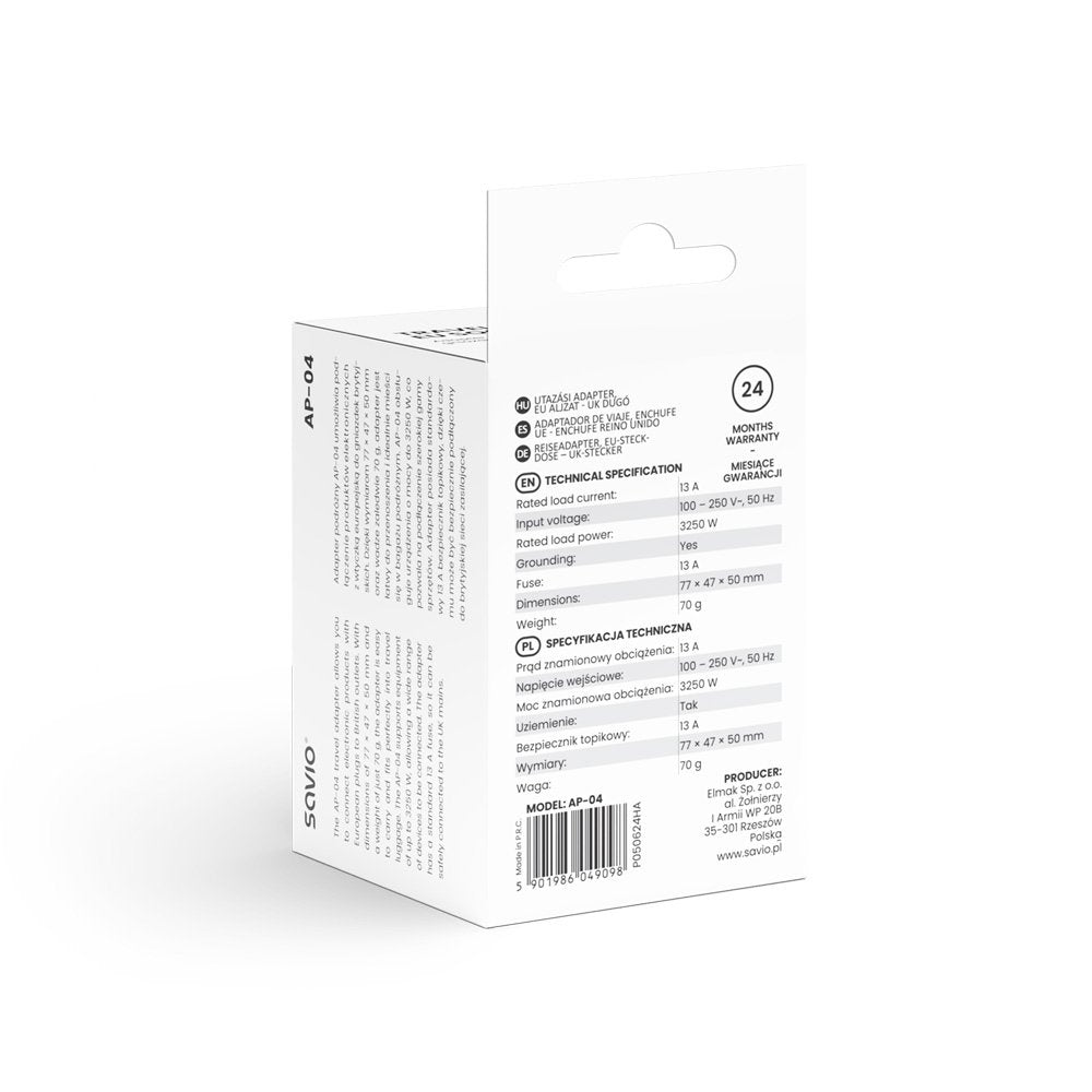 EAN 5901986049098 - Savio AP-04 adaptador e inversor de corriente Universal 3250 W Blanco imagen 5