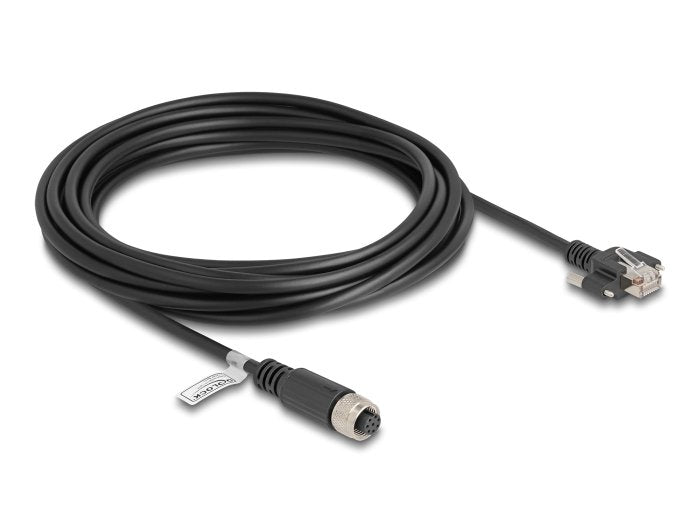 Delock M12 Cable A-Kodiert 8 Pin Hembra A Rj45 Macho Cat.5e Ftp 5 M Negro