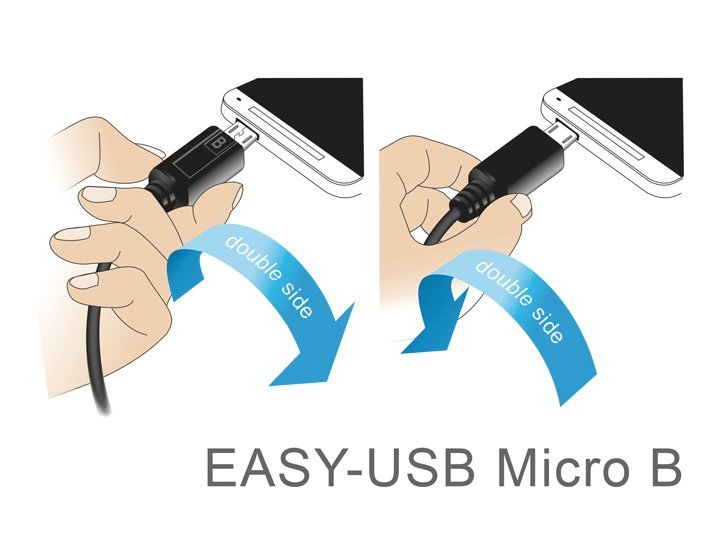 Delock Cable Easy-Usb 2.0 Typ-A Stecker > Easy-Usb 2.0 Typ Micro-B Stecker Gewinkelt Oben   Unten 2 M Schwarz