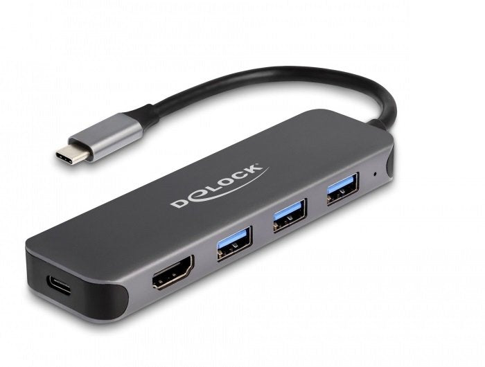 Hub Delock 64171 De Interfaz Usb 3.2 Gen 1 (3.1 Gen 1) Type-C 5000 Mbit/S Gris, Estación De Acoplamiento Usb 3.2 Gen 1 (3.1 Gen 1) Type-C, Hdmi, Usb 3.2 Gen 1 (3.1 Gen 1) Type-A, Usb 3.2 Gen 1 (3.1 Gen 1) Type-C, 5000 Mbit/S, 30 Hz, 3840 X