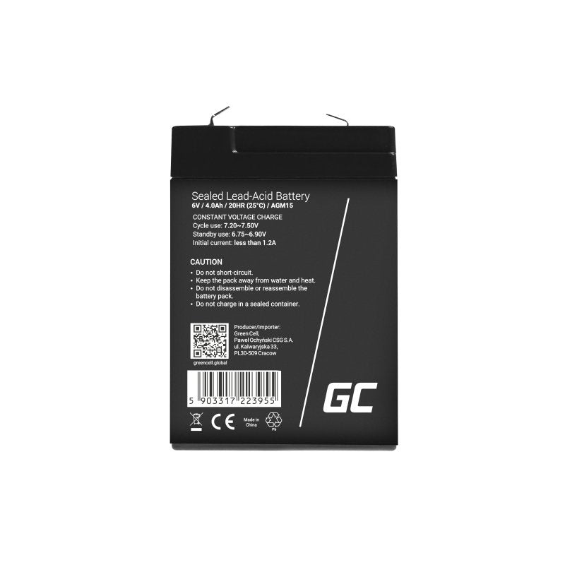 Green Cell Agm15 Batería Para Sistema Ups Sealed Lead Acid (Vrla) 6 V 4 Ah