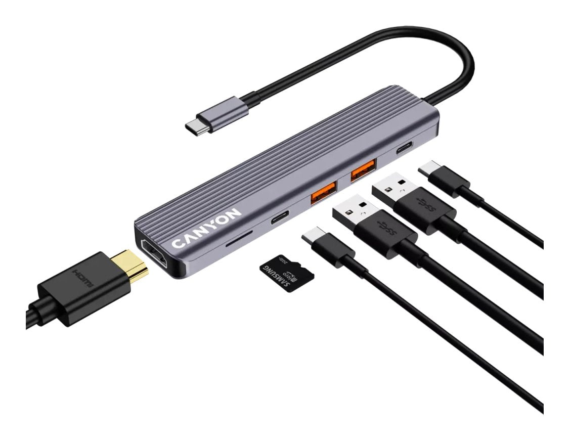 Canyon Usb-6-In1 Hub Usb-C > Hdmi 2xusb-A Sd 1xusb-C 100w Retail