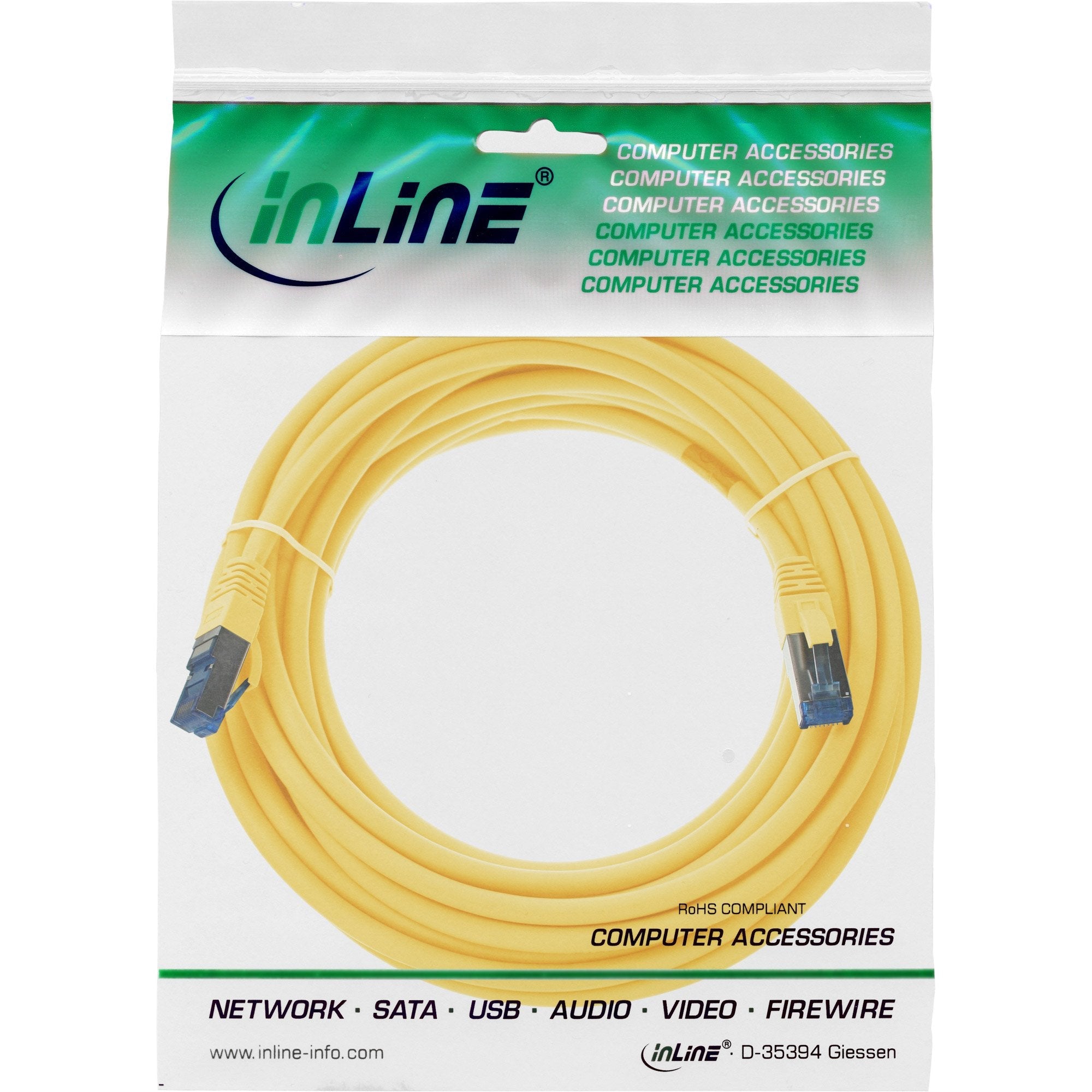 Cable De Red Inline S/Ftp Pimf Cat.6a Libre De Halógenos 500mhz Amarillo 5m