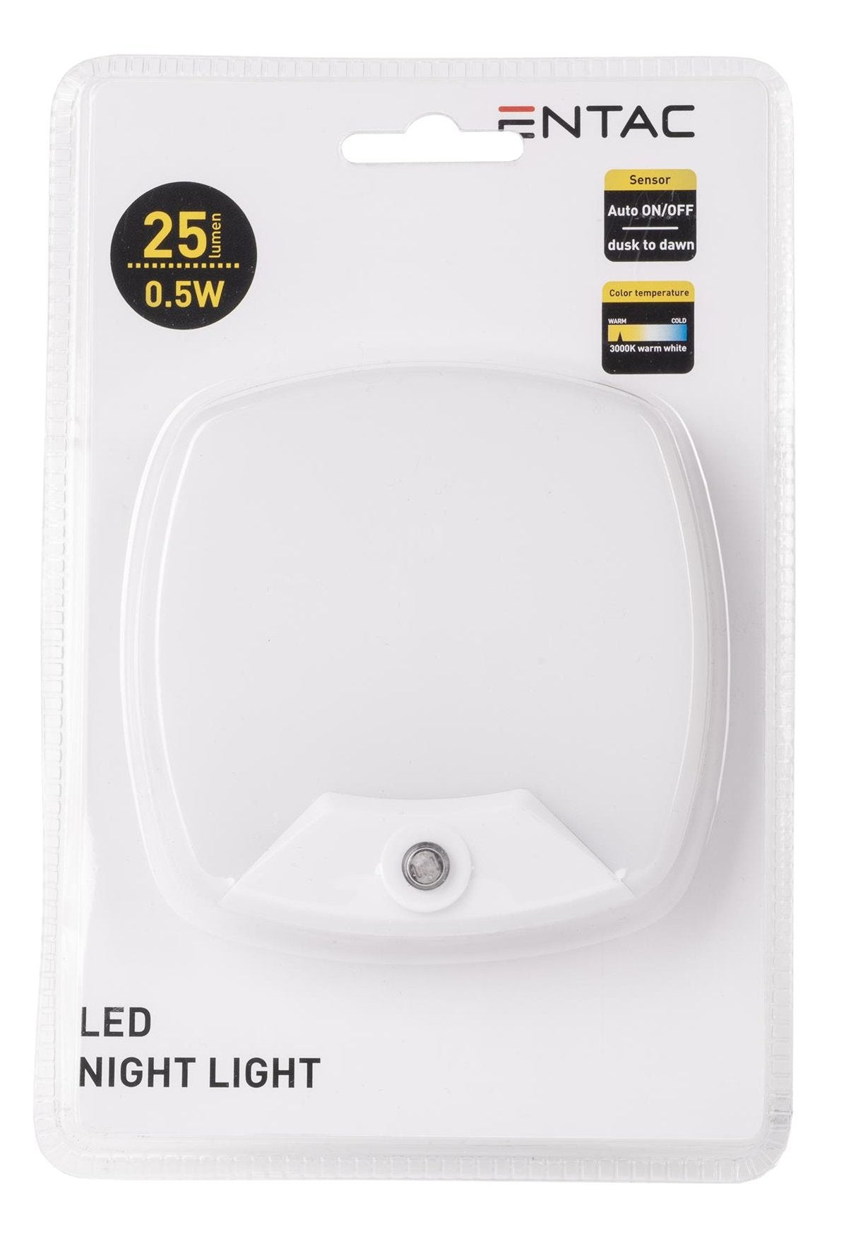 Entac Nachtlicht 0.5w Quadrat. Ww Blanco Dämmerungssensor
