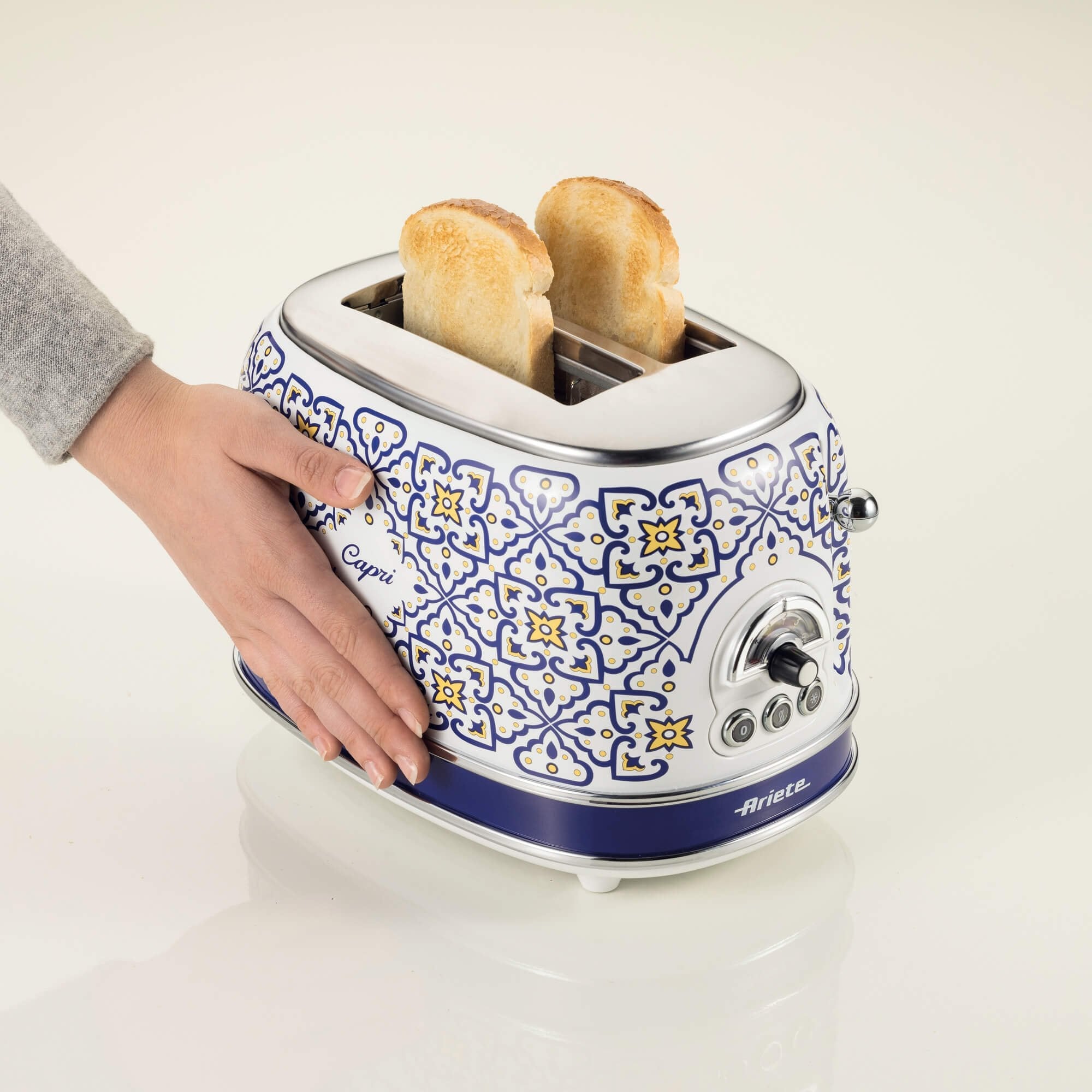Ariete 2-Schlitz-Toaster Capri (Blanco/Mehrfarbig, 810 Watt, Para 2 Scheiben Toast) 0155ca