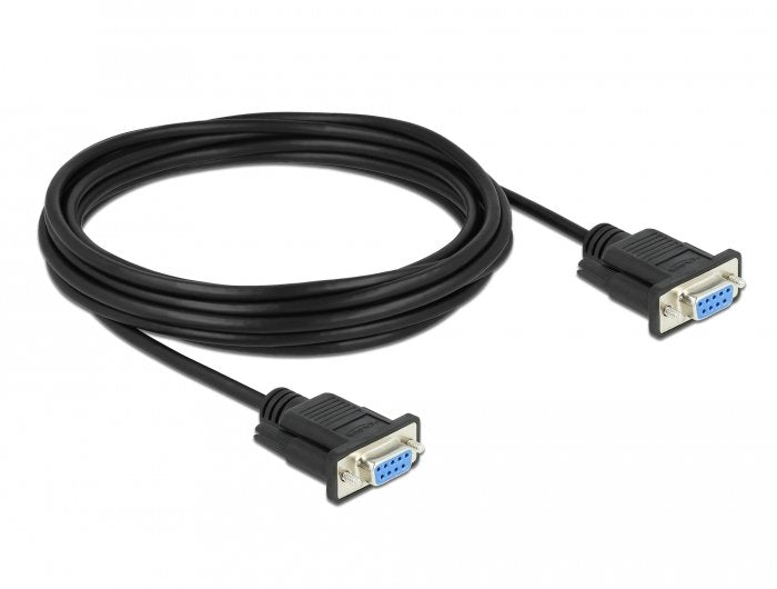 Delock Rs-232 Cable Seriell D-Sub9 Buchse Zu Buchse Nullmodem Mit Schmalem Steckergehäuse 5 M