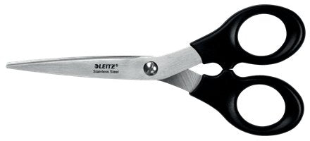 Leitz Tijeras De Acero Inoxidable 16.5cm - Ideales Para Casa, Colegio, Oficina - Negro