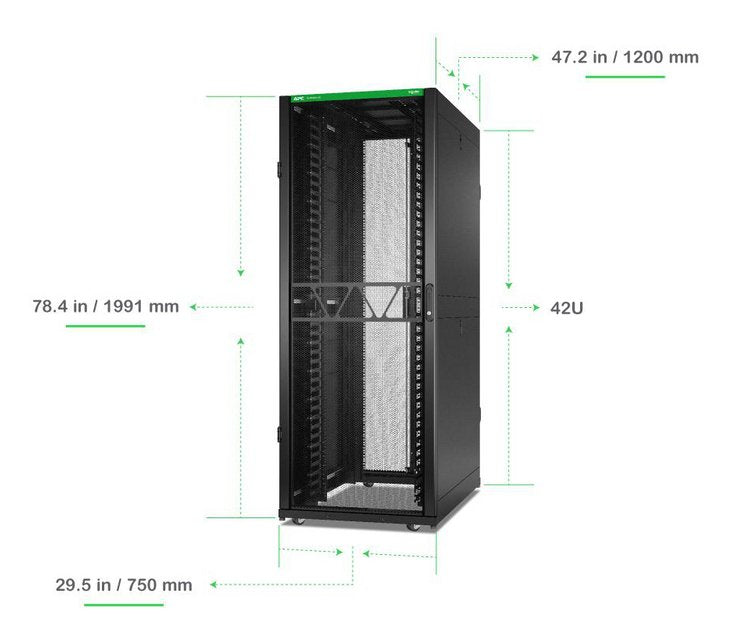 Apc Netshelter Sx Gen 2 Rack Armario 1991 Al X 750 An X 1200 P Mm Con Laterales Para Suelo Negro 42u 19" Conforme A La Taa