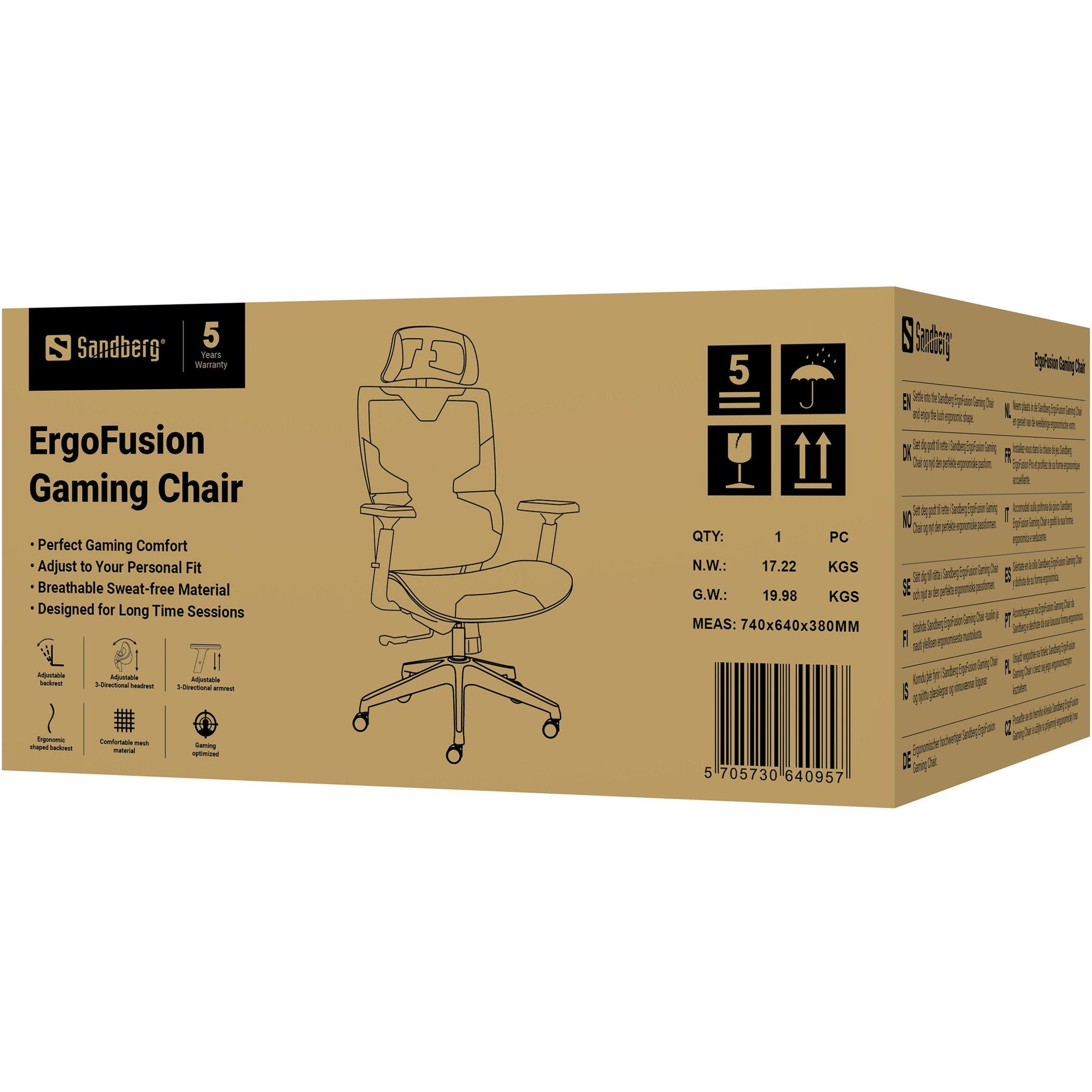 EAN 5705730640957 - Sandberg 640-95 silla para videojuegos Silla para videojuegos universal Asiento de malla Negro imagen 10