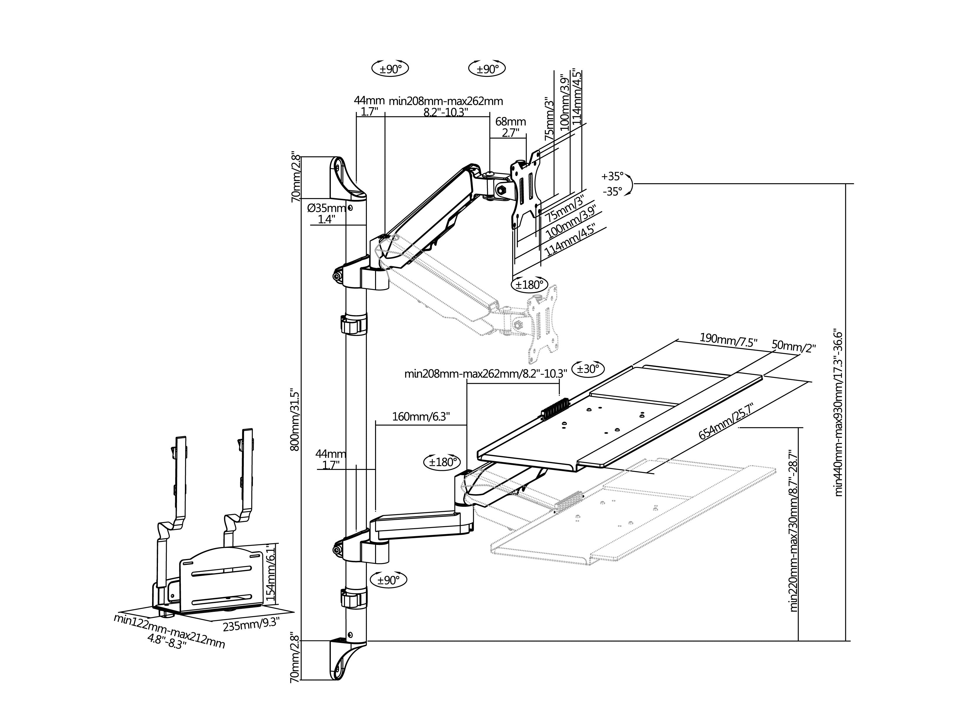EAN 4015867236253 - Equip 650170 soporte y montura para estación de trabajo/PC todo en uno 8 kg Negro 43,2 cm (17") 81,3 cm ( imagen 10