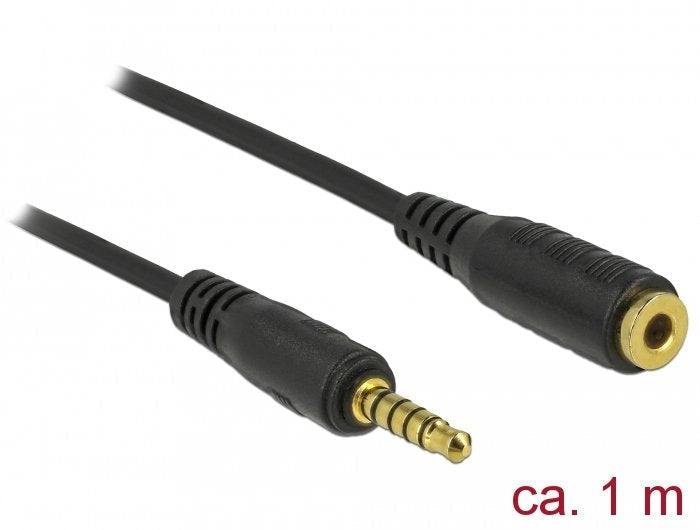 Delock 85701 Cable De Audio 1 M 3,5mm Negro Negro, 3,5mm, Macho, 3,5mm, Hembra, 1 M, Negro