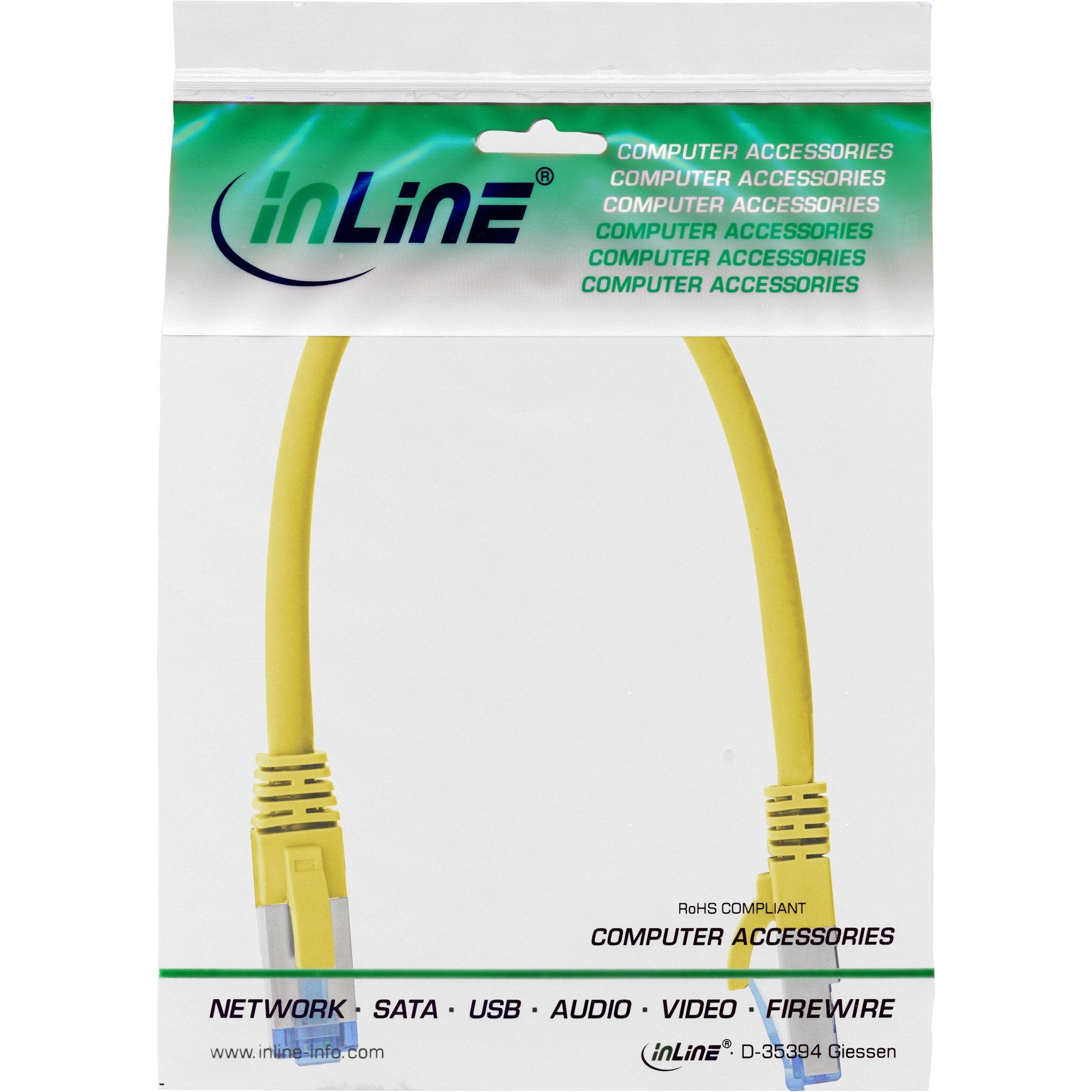 Cable De Red Inline S/Ftp Pimf Cat.6a Libre De Halógenos 500mhz Amarillo 0.3m