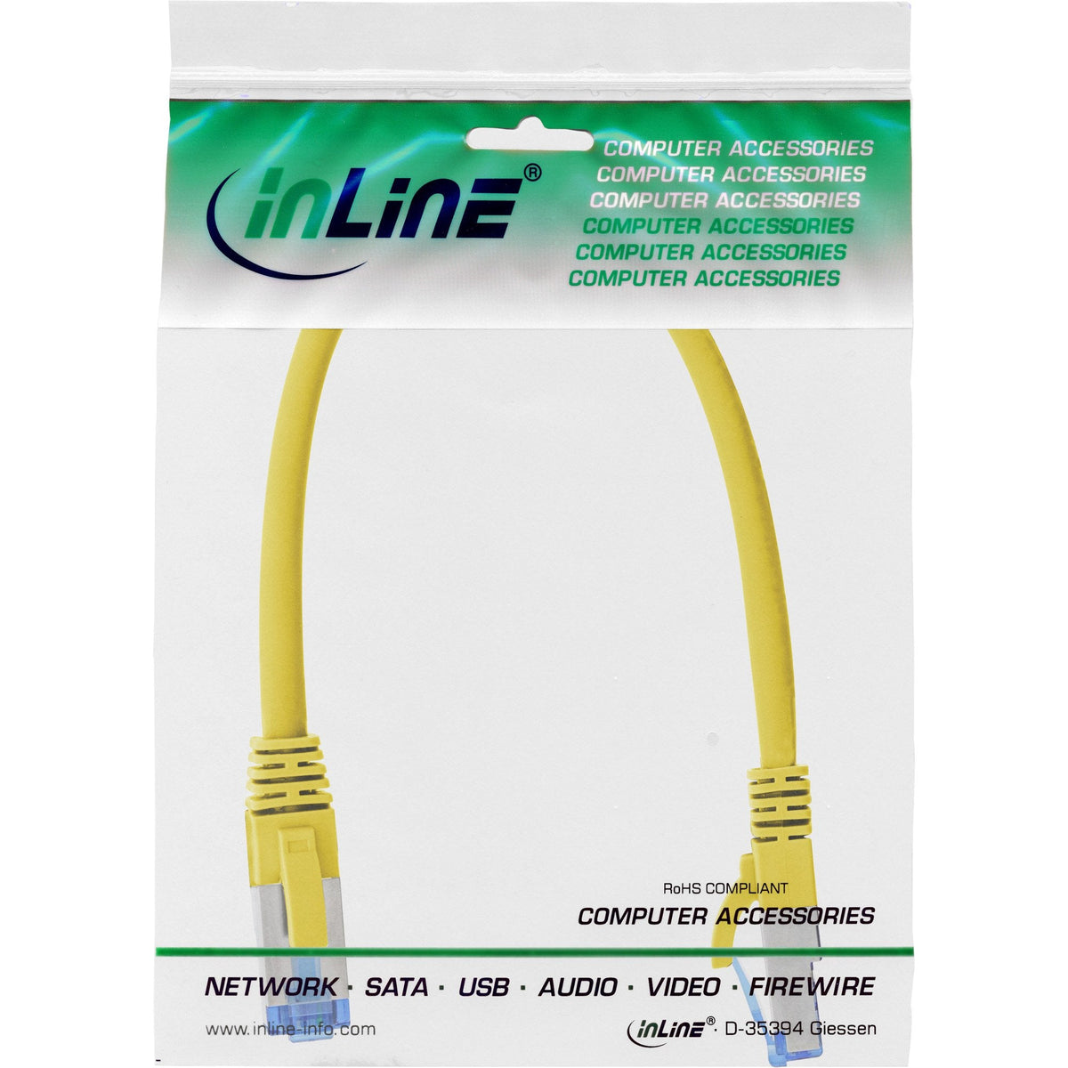 Cable De Red Inline S/Ftp Pimf Cat.6a Libre De Halógenos 500mhz Amarillo 0.25m