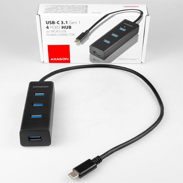 Hub 4-Portowy Hue-S2c Usb 3.2 Gen 1 Charging Hub, 40cm Usb-C Kabel, Microusb Dodatkowe Zasilanie
