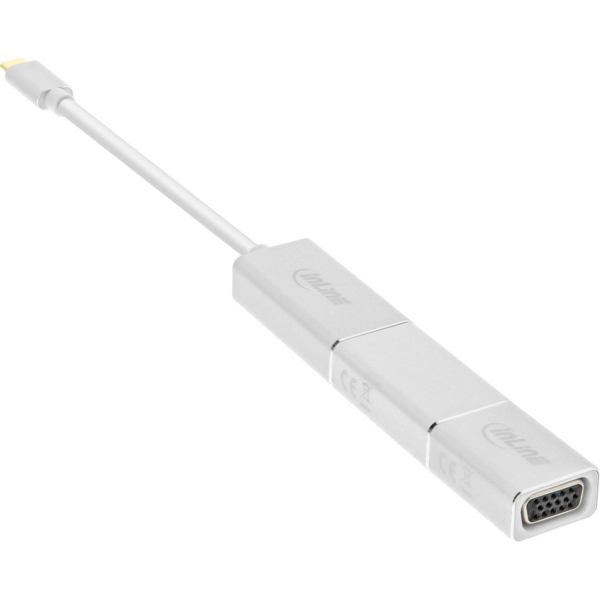 Inline Usb Display Converter Set 6 En 1, Usb Tipo C Macho A Displayport Hembra, Hdmi, Vga (Modo Alternativo Dp), 4k2k, Plateado, 0,2 M