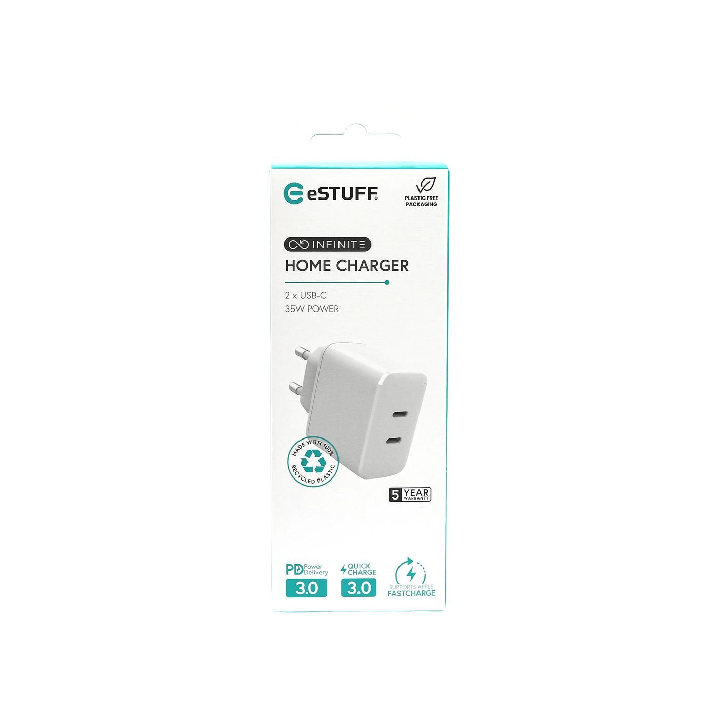 EAN 5715063054543 - eSTUFF ES637035 cargador de dispositivo móvil Smartphone Blanco Corriente alterna Carga rápida Interior imagen 4
