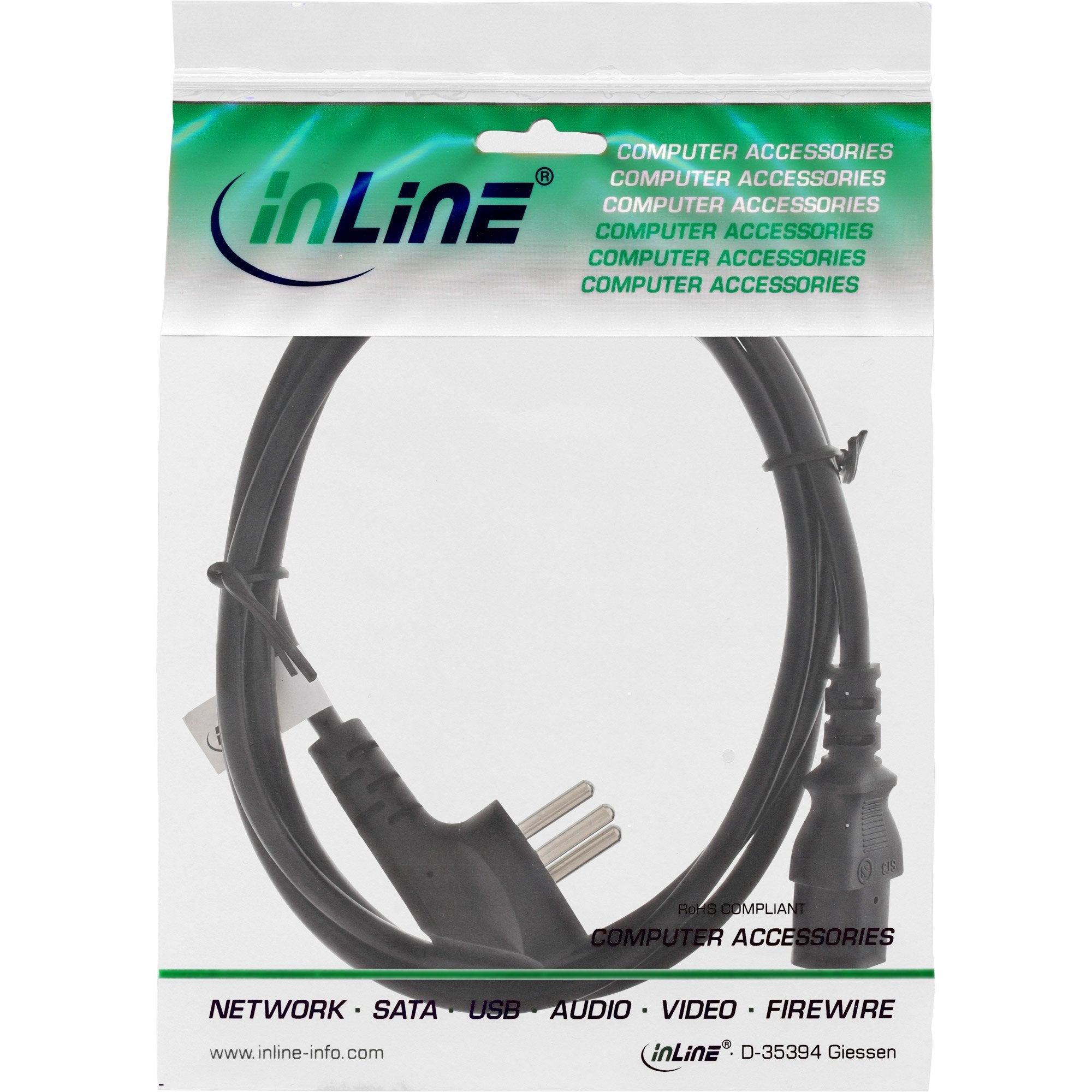 Cable De Alimentación Inline Tipo H Israel A Conector Iec 1,8 M