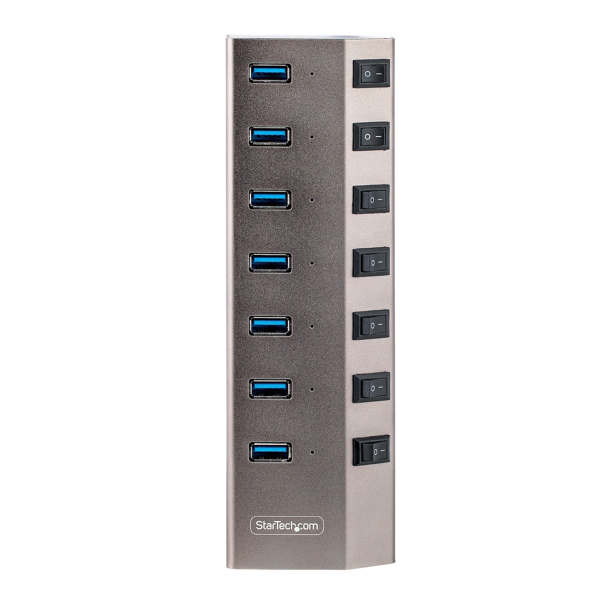 Startech.Com Hub Usb-C Autoalimentado De 7 Puertos Con Interruptores Individuales - Concentrador Usb 3.0 A 5 Gbps Con Fuente De Alimentación - Ladrón Usb Tipo C A Usb-A - Bc 1.2 (7-Port Self-Powered Usb-C Hub - With Individual On/Off Switch