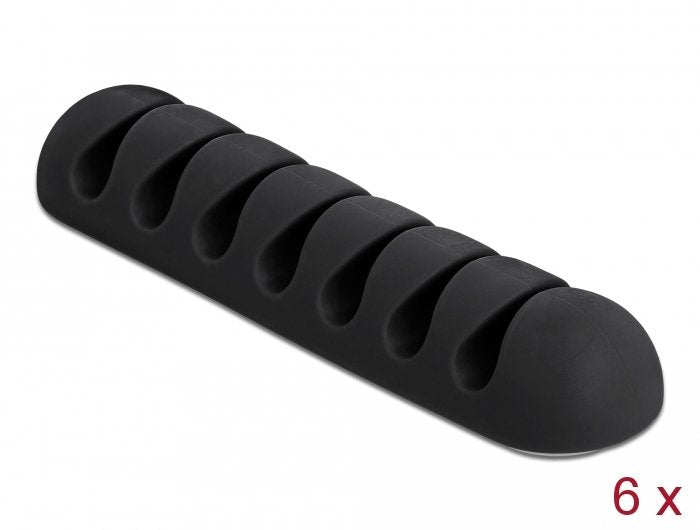 Delock Kabelhalter Con 7 Durchführungen Autoadhesivo Set 6 Piezas Negro