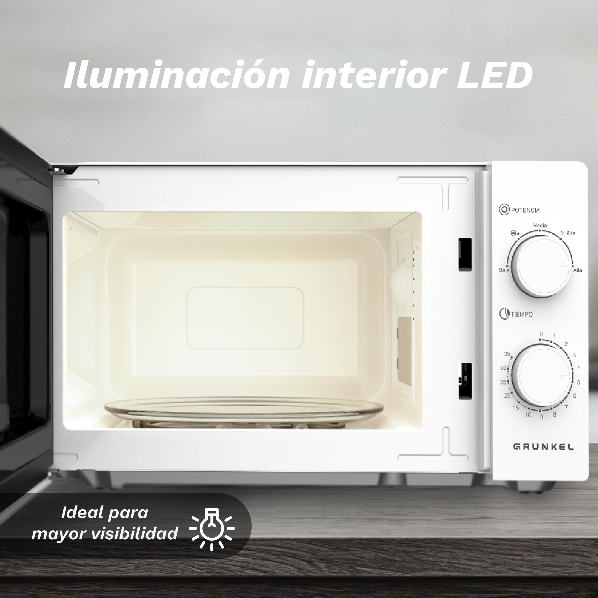 EAN 8426156019123 - Grunkel MW-20EASY microondas Blanco, Negro Solo microondas Encimera 20 L 700 W imagen 3