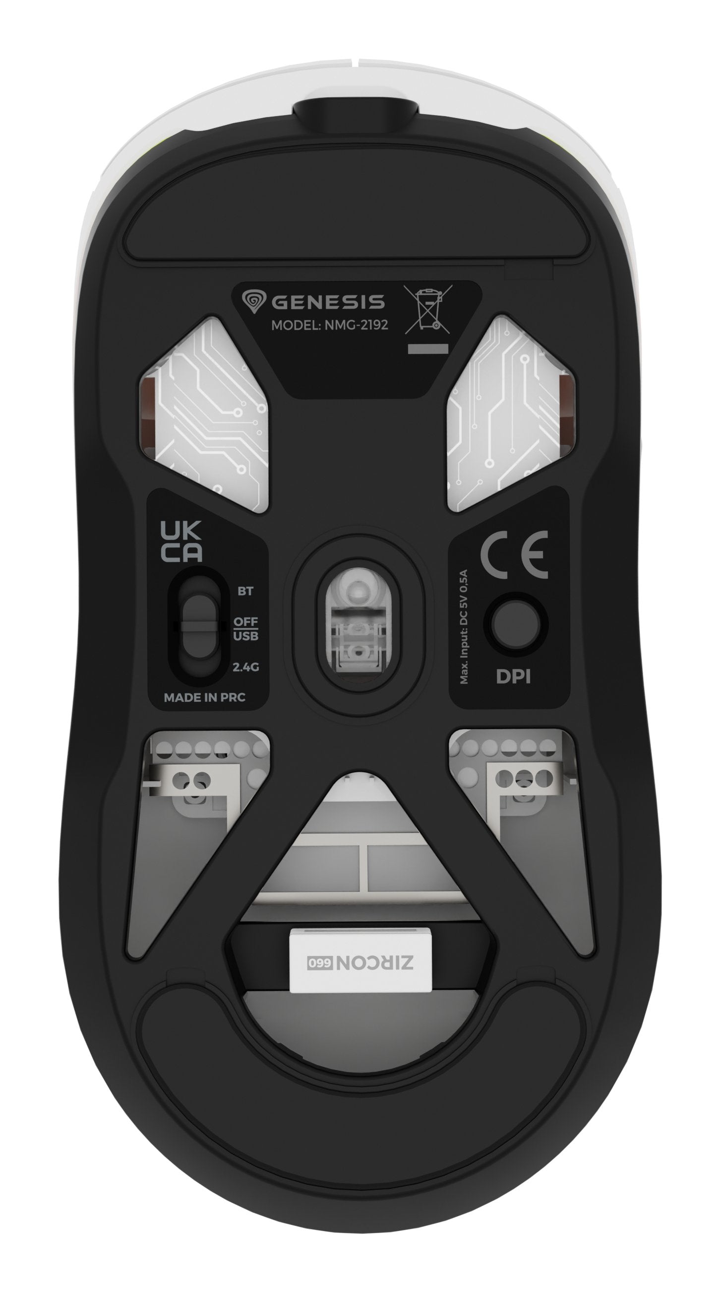 Raton Gaming Genesis Zircon 660 Wireless/Cable/Bt 12000 Dpi Blanco Ultraliviano