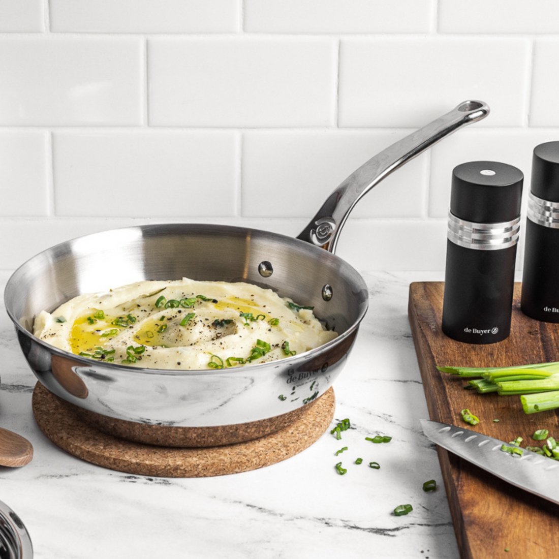 De Buyer Affinity Sauté Pan Stainless Steel Curved  24 Cm