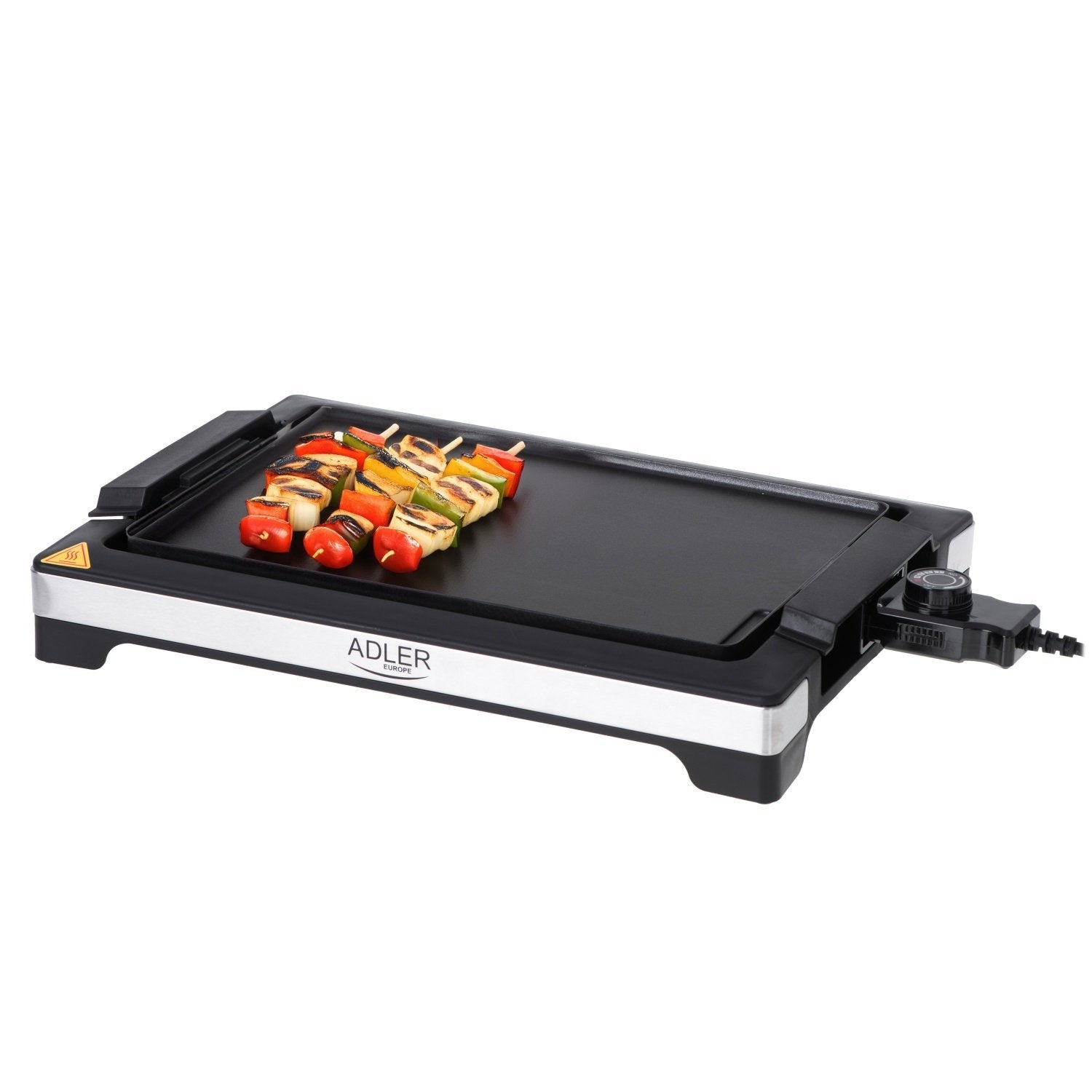 Adler Ad 6613 Parrilla De Mesa, Potencia 3000 W, Placa De Calentamiento Con Revestimiento Antiadherente, Negro
