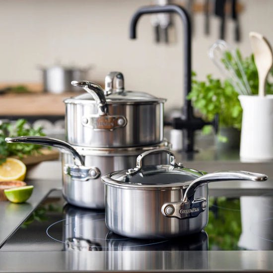 Greenpan Premiere Casserole Set 3-Piece Stainless Steel
