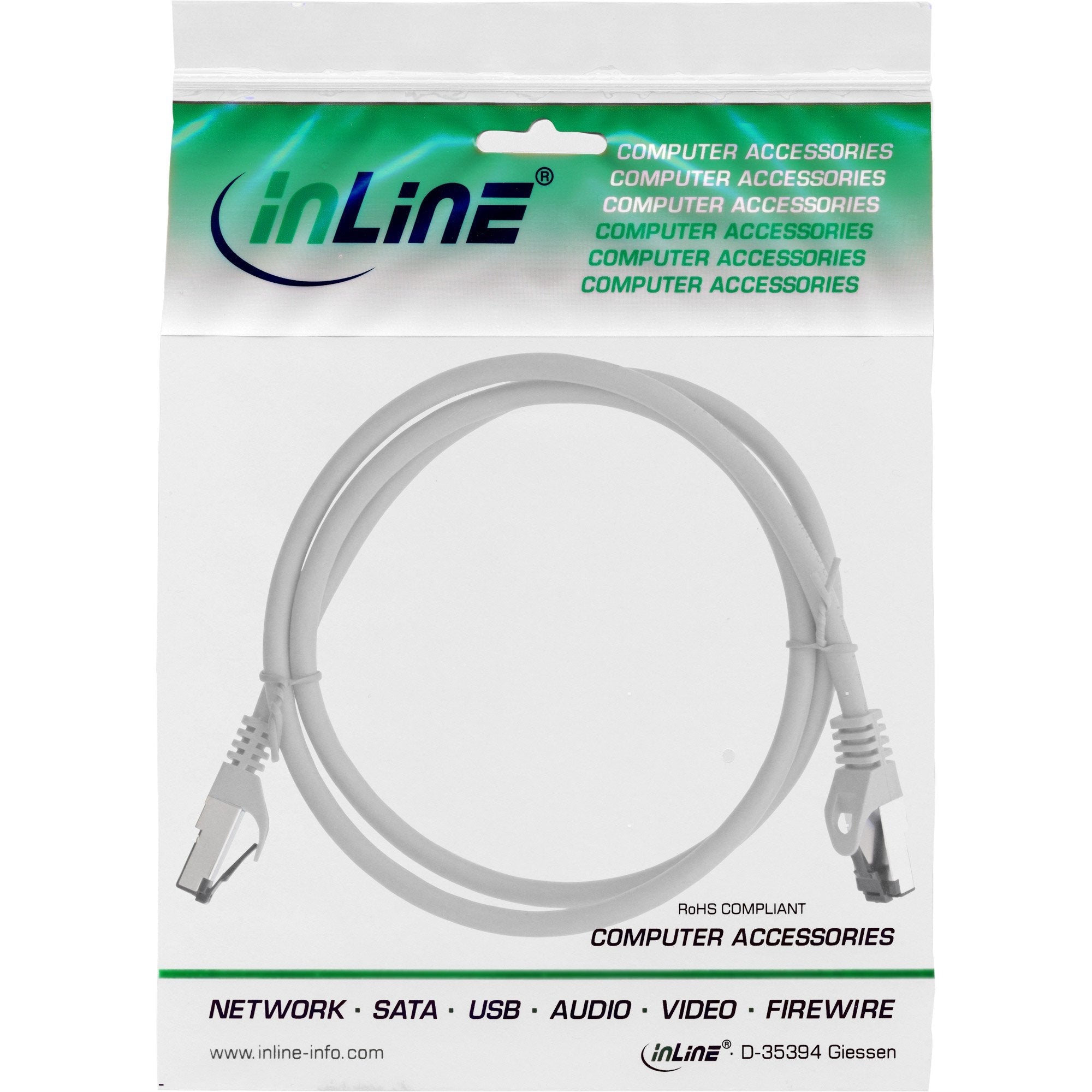 Cable De Red Inline S/Ftp Pimf Cat.8.1 Libre De Halógenos 2000mhz Gris 2m