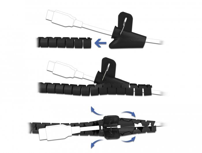 Delock Manguera En Espiral Con Herramienta De Extracción De 2,50m X 25 Mm Negro