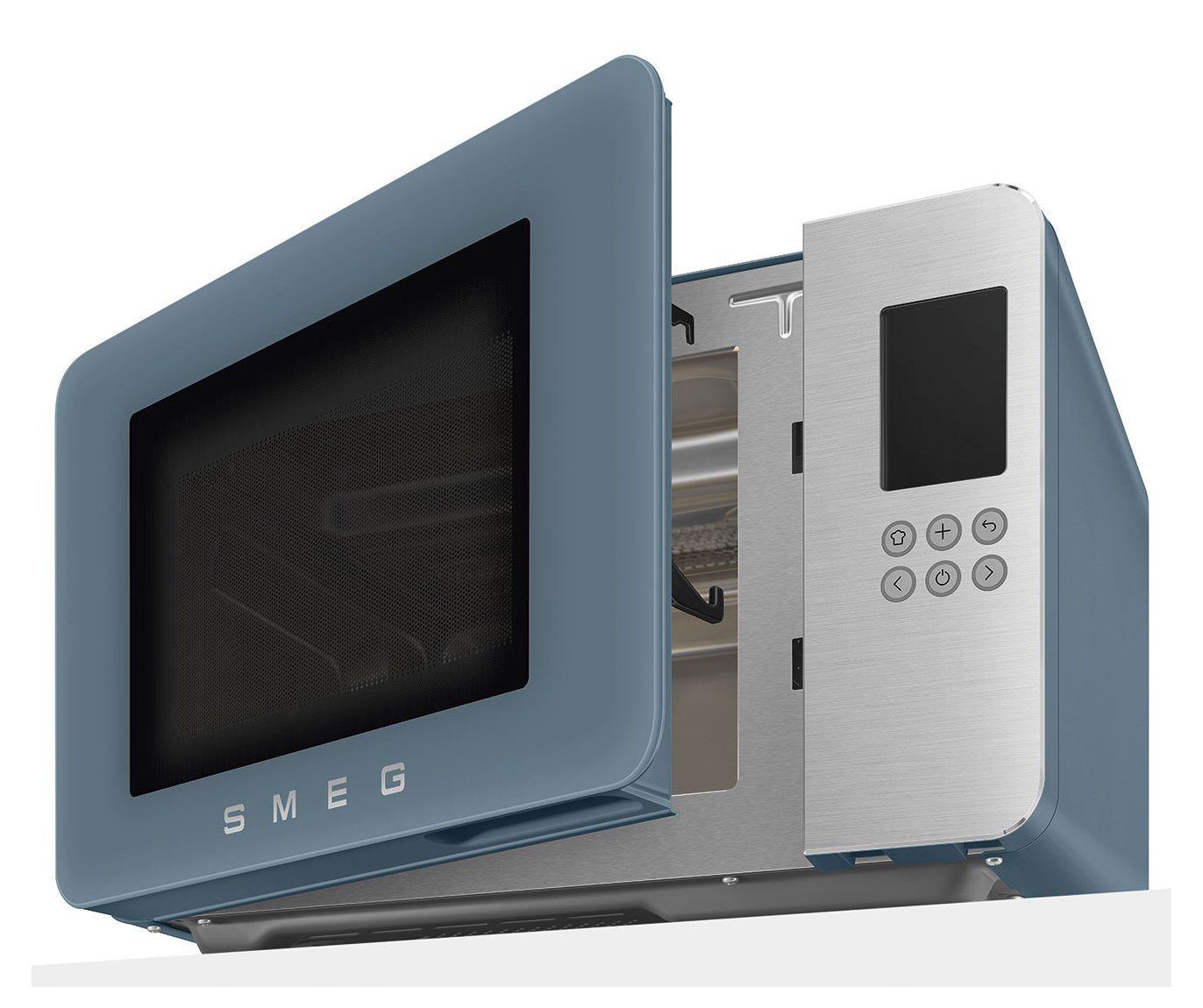 Microondas Smeg Con Grill Moc01sbmeu, 4 Fkt, 1900w, Azul Tormenta Mate