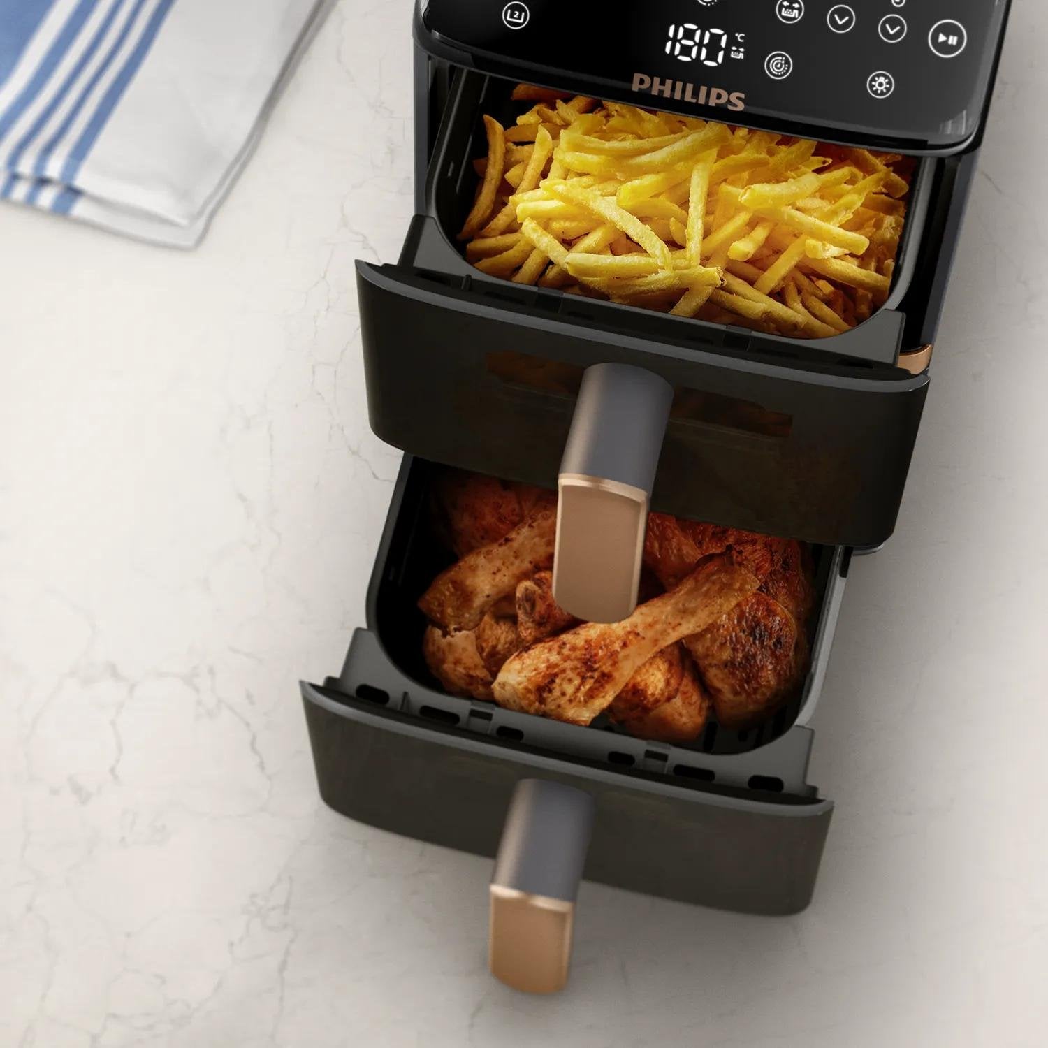 EAN 8720389072239 - Philips 4000 series Dual Stack Airfryer Vertical Basket 10L Independiente 2750 W Freidora de aire calient imagen 8
