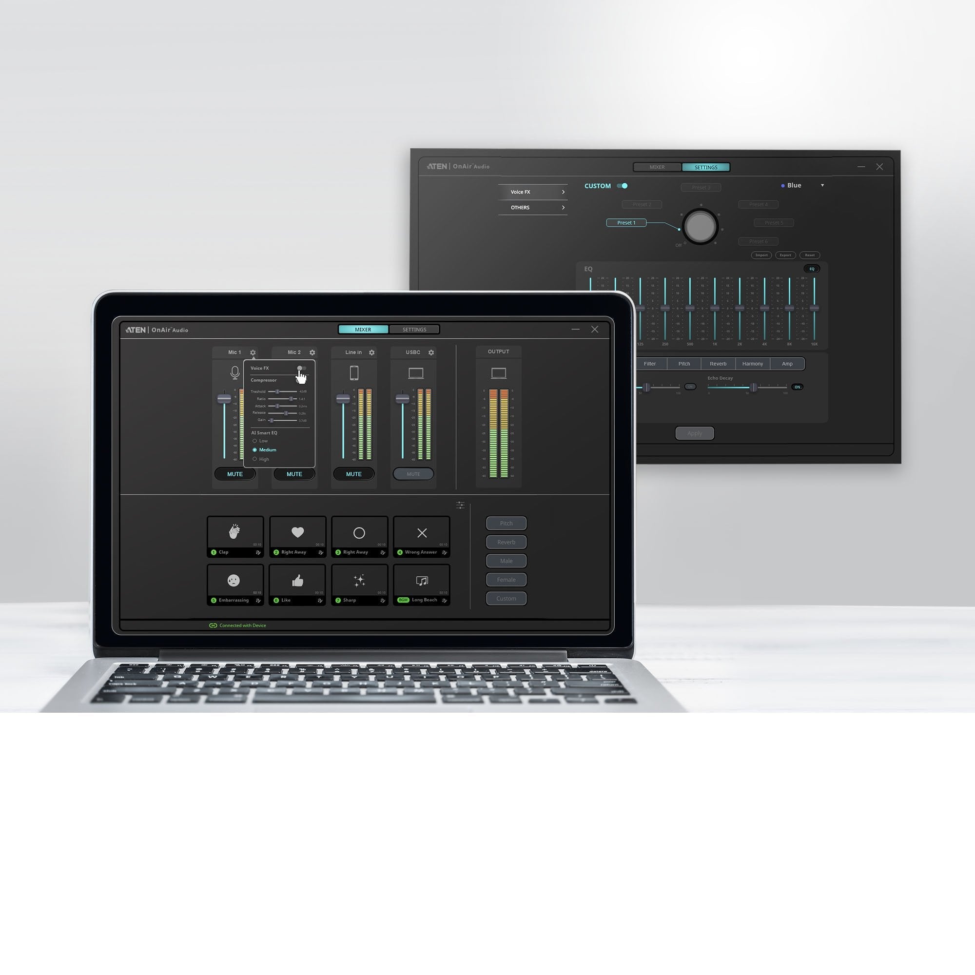 Aten Mezclador De Audio Para Pódcast Con Ia  Miclive De 6 Canales