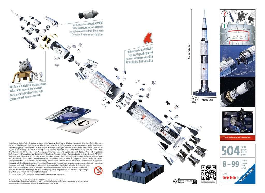 Ravensburger Rompecabezas 3d Cohete Apolo Saturno V  11545