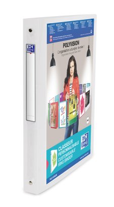 Oxford Polyvision A4+ Carpeta Con 4 Anillas 20mm - Lomo De 30mm - Tapa De Plastico Personalizable - Transparente