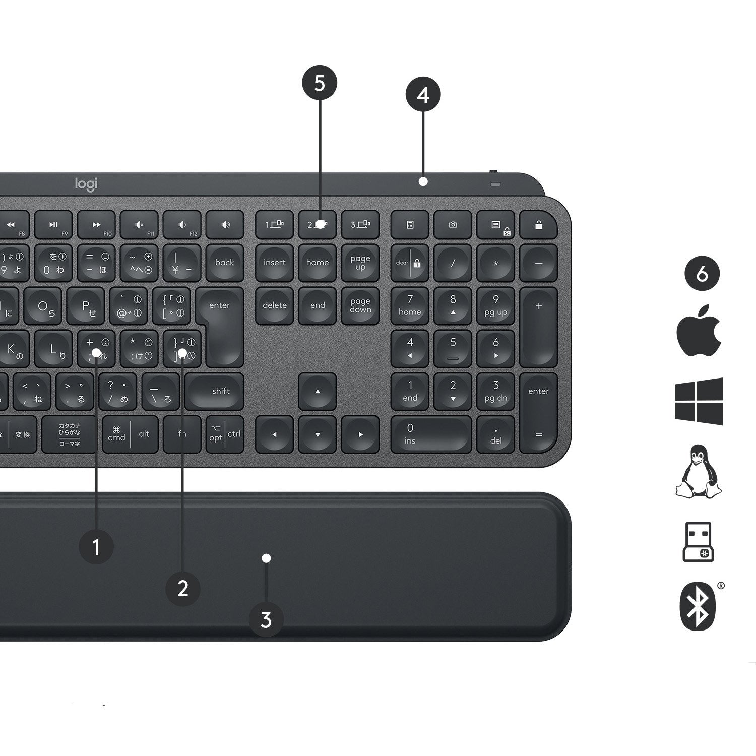 Teclado Inglés Logitech Mx Keys Plus Rf Wireless + Bluetooth Qwerty Grafito