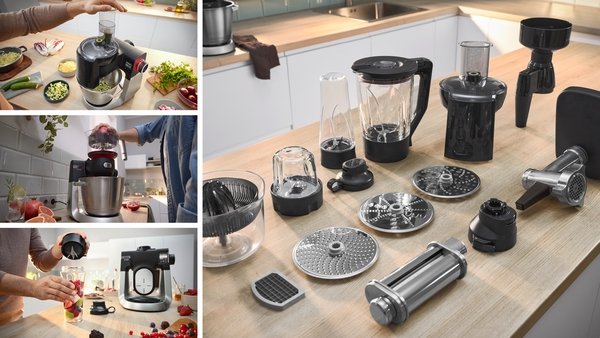 Robot De Cocina  Bosch Home Mums6zs13d Negro/Acero Inoxidable, 1.600 Vatios, Báscula Integrada, Temporizador Mums6zs13d