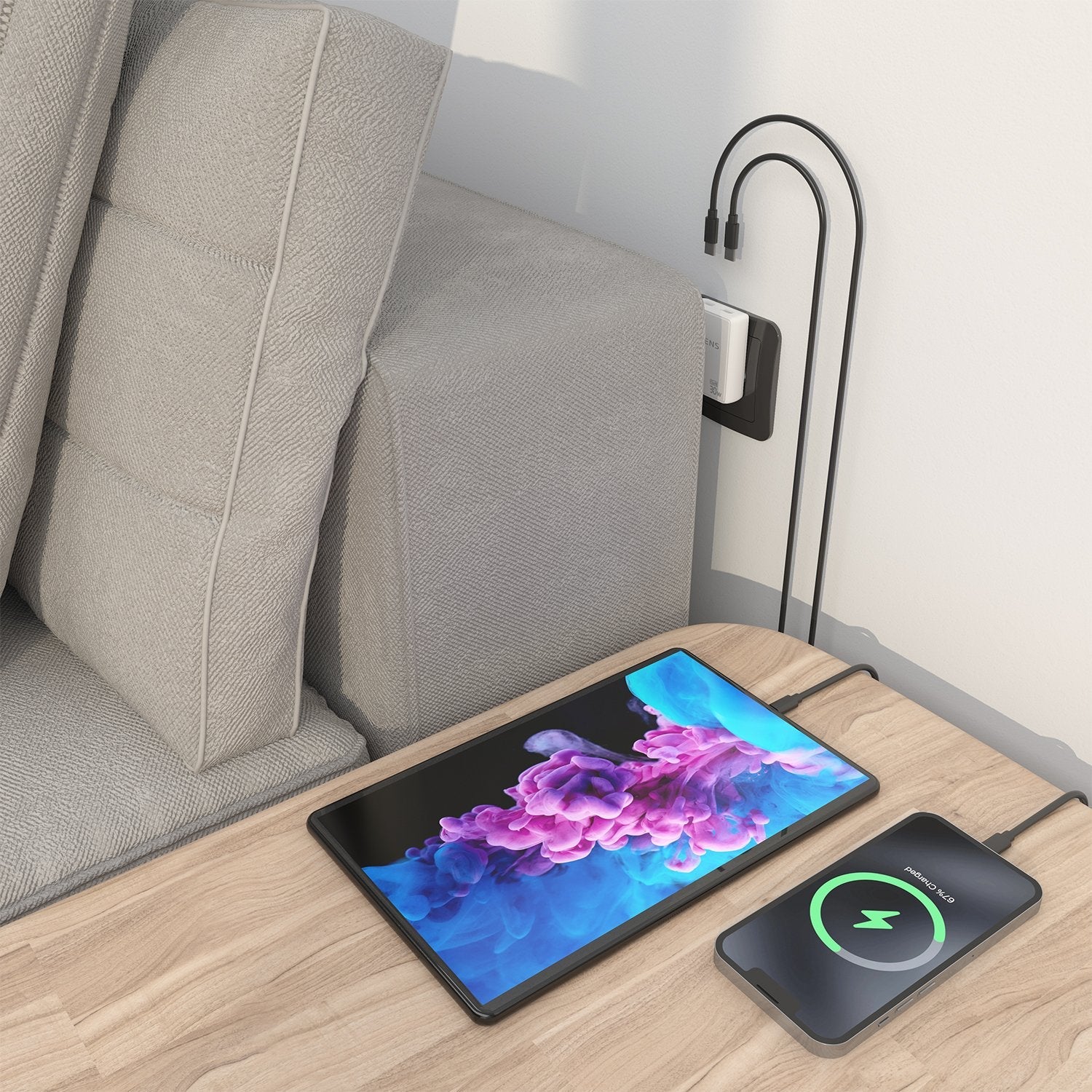 Aisens Cargador De Pared Gan Ultra Delgado 30w, 2xusb-C Pd3.0 Qc4.0, Blanco