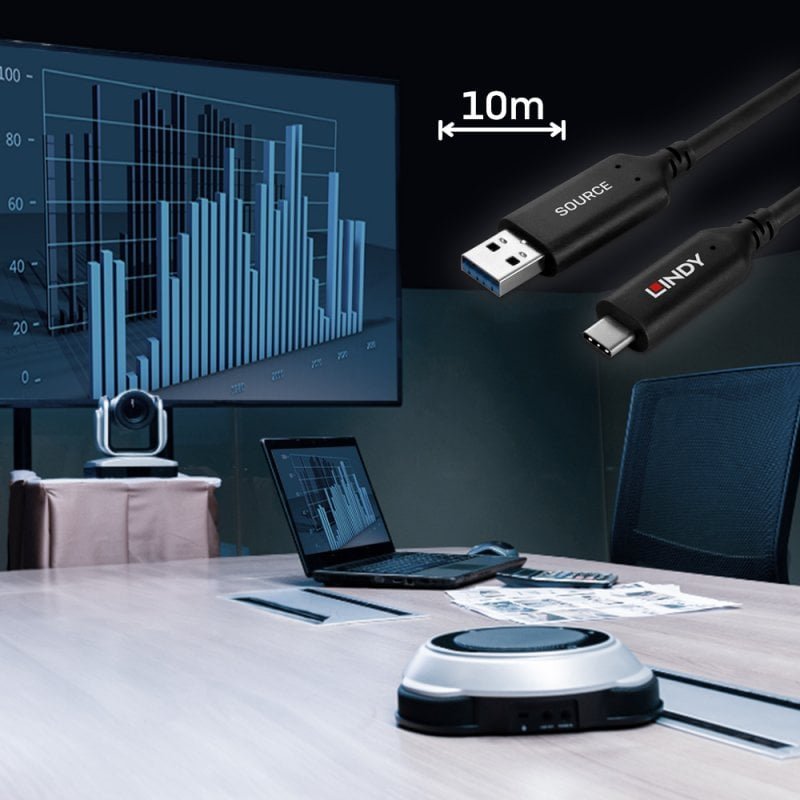 Cable Lindy 43395 Usb 3.2 Gen 1 (3.1 Gen 1) 10 M Usb A Usb C Negro