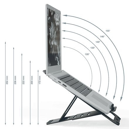 Leitz Ergo Laptopstnder,Gris Oscuro Ultraflach, Regulable En Altura