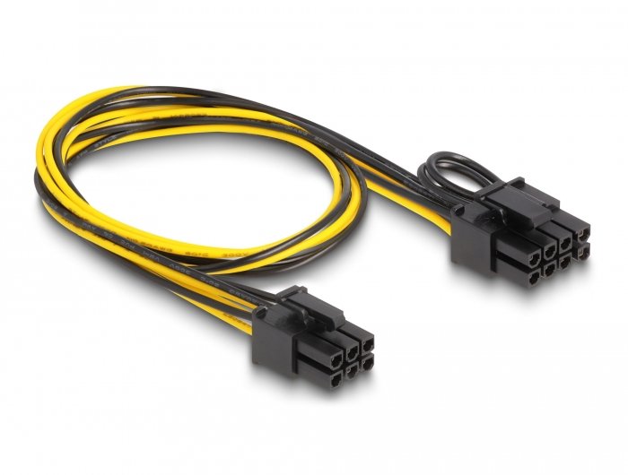 Delock Stromcable Pci Express 6 Pin Stecker Zu Pci Express 6+2 Pin Stecker 50 Cm