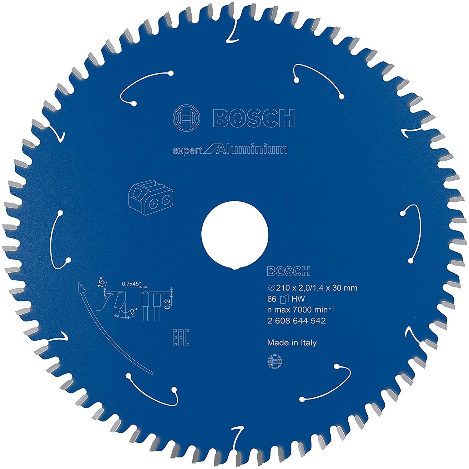 Hoja De Sierra Circular Bosch Professional Expert Para Aluminio, Ø 210 Mm, Diámetro 66z 30 Mm, Para Sierras De Mesa A Batería 2608644542