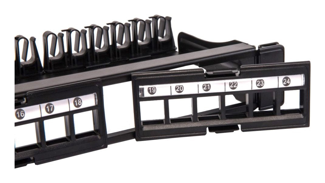 Techly I-Ks Pp-24-Den Panel De Parcheo Utp Keystone De 24 Puertos Con 4 Secciones Extraíbles De 6 Puertos