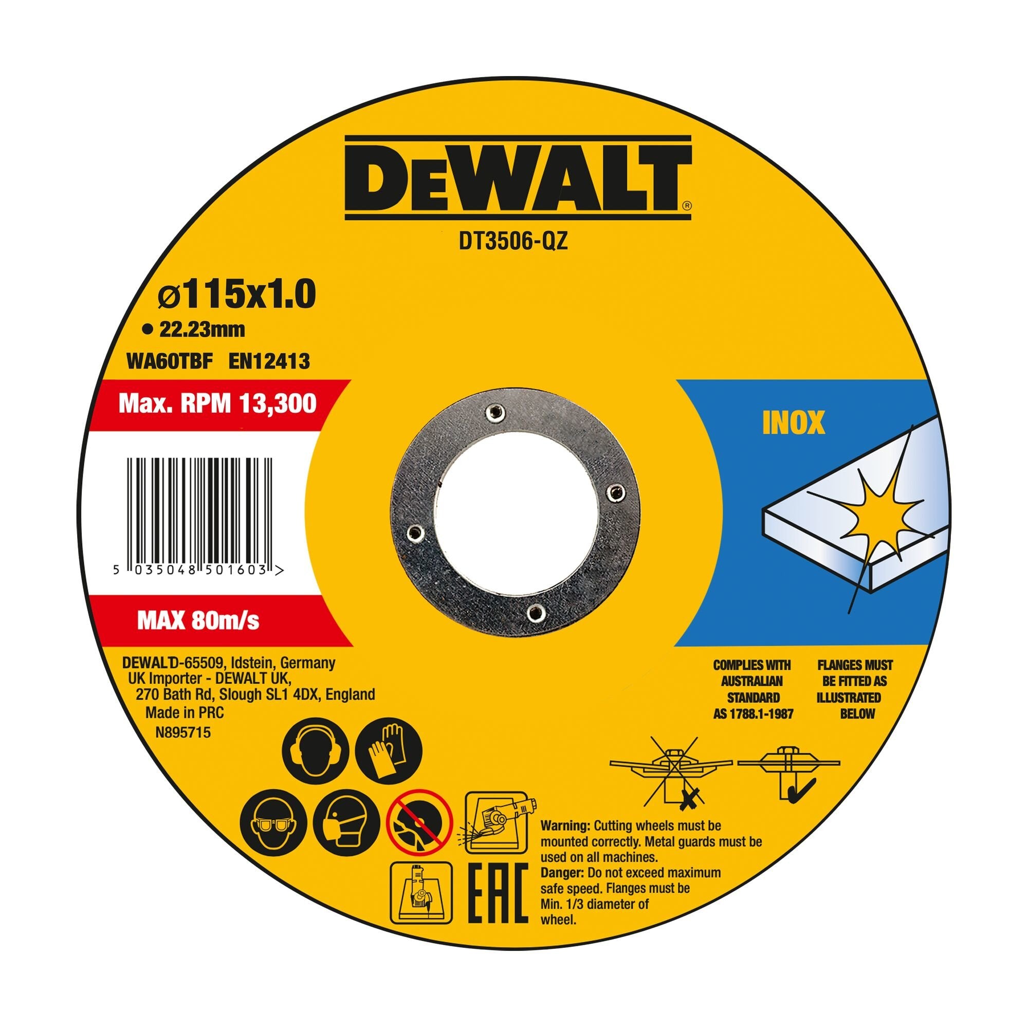 EAN 5035048543023 - DeWALT DT3506-QZ accesorio para amoladora angular Corte del disco imagen 1