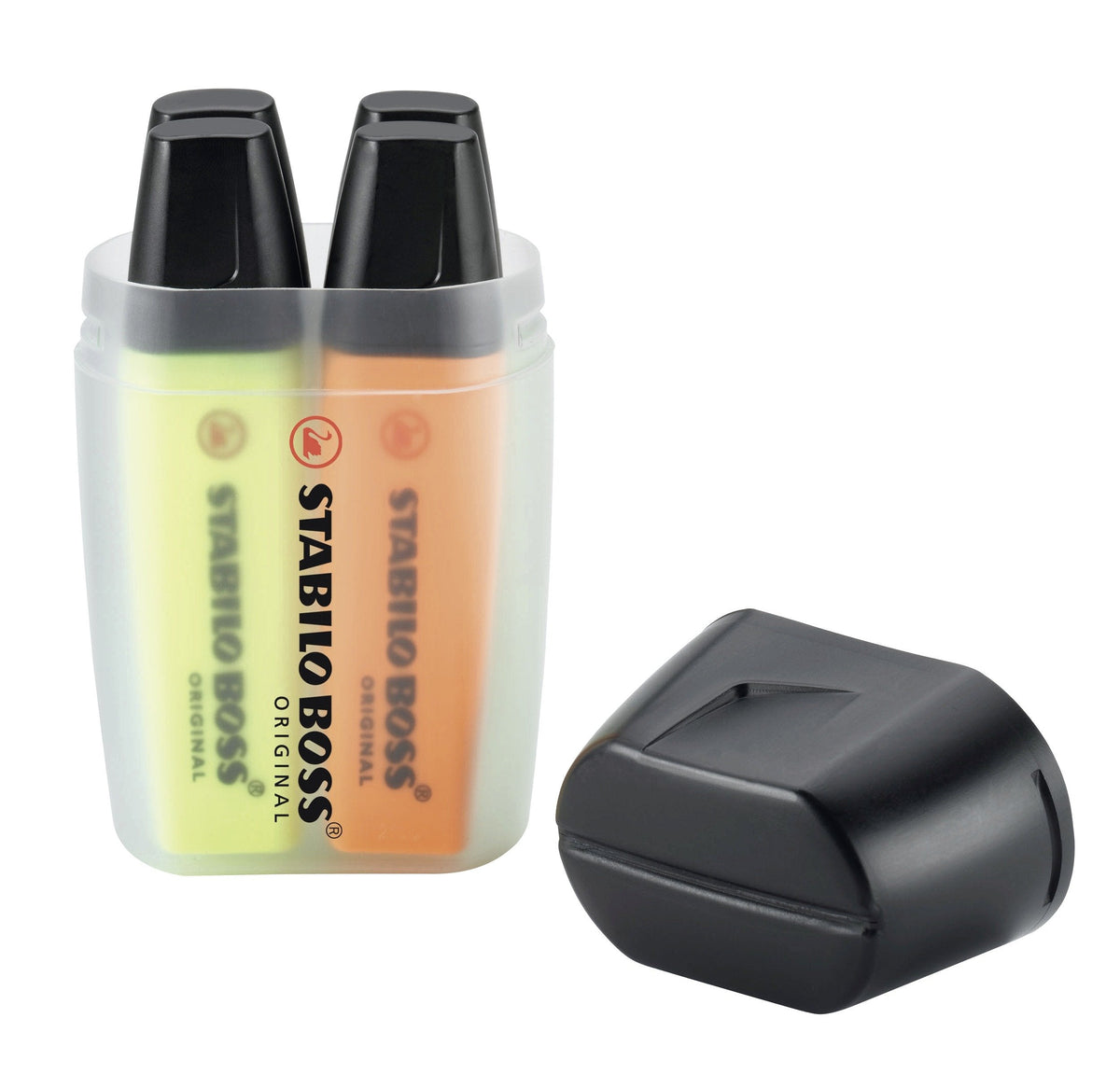 Stabilo Boss 70 Big Boss Pack De 4 Marcadores Fluorescentes - Trazo Entre 2 Y 5mm - Recargable - Tinta Con Base De Agua - Colores Surtidos