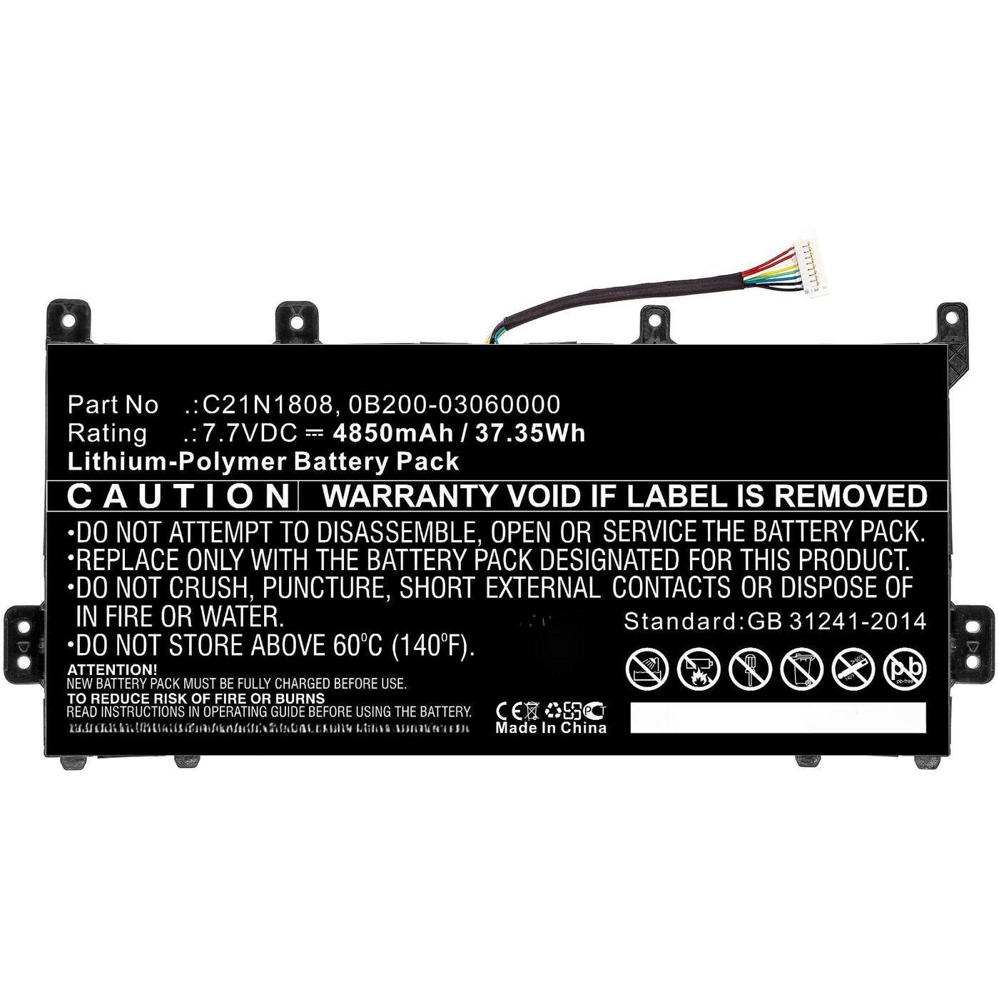 Laptop Battery For Asus  37.35wh Li-Polymer 7.7v