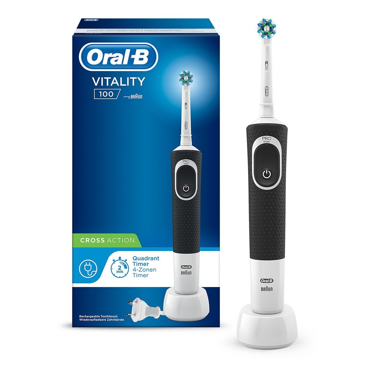 Braun Oral-B Vitality 100 Cross Action Negro Cepillo De Dientes ElãÂ°Ctrico Con TecnologãÂA 2d Y Temporizador