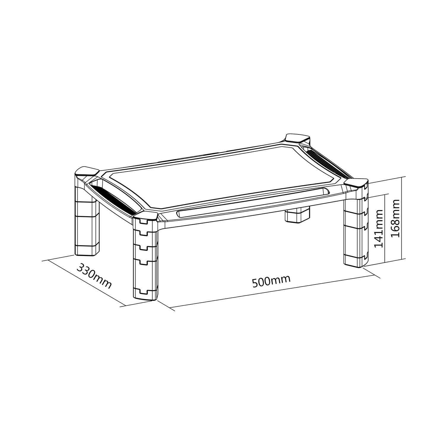 Aisens Soporte Elevador Xl Para Monitor Hasta 32" O Portatil - Regulable En Altura - Compartimento Guardaobjetos -