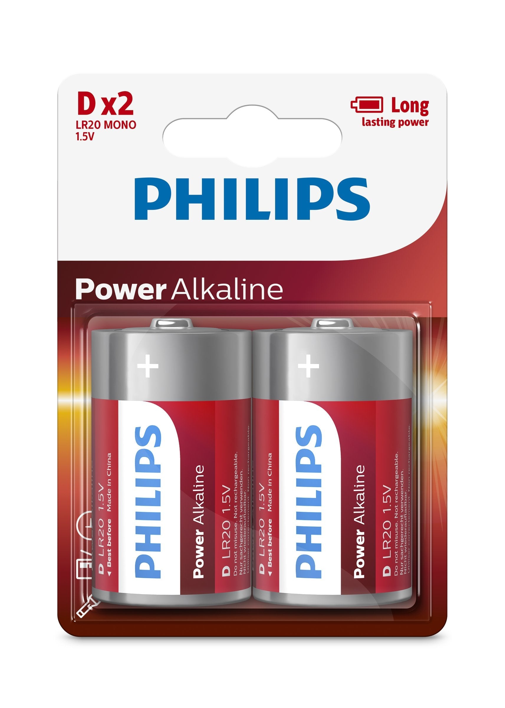 Pack De 2 Pilas D Philips Lr20p2b 05 1.5v Alcalinas