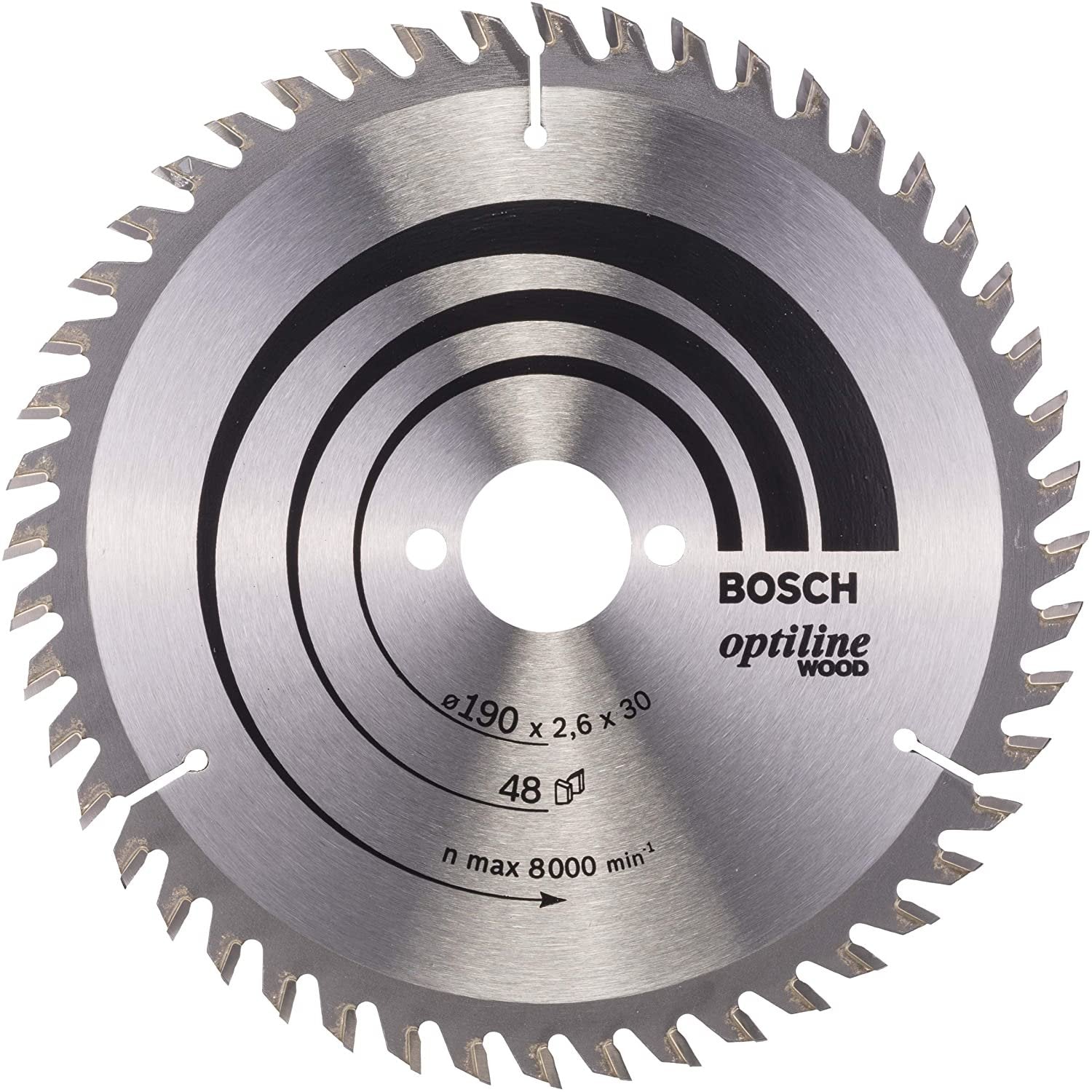 Hoja De Sierra Circular Bosch Optiline Wood, Ø 190 Mm, 48 Dientes (Diámetro 30 Mm, Para Sierras Circulares Manuales)  48z 2608640617